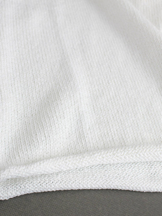 Knit crop top crew-neck tank top: White - The Season Boutique