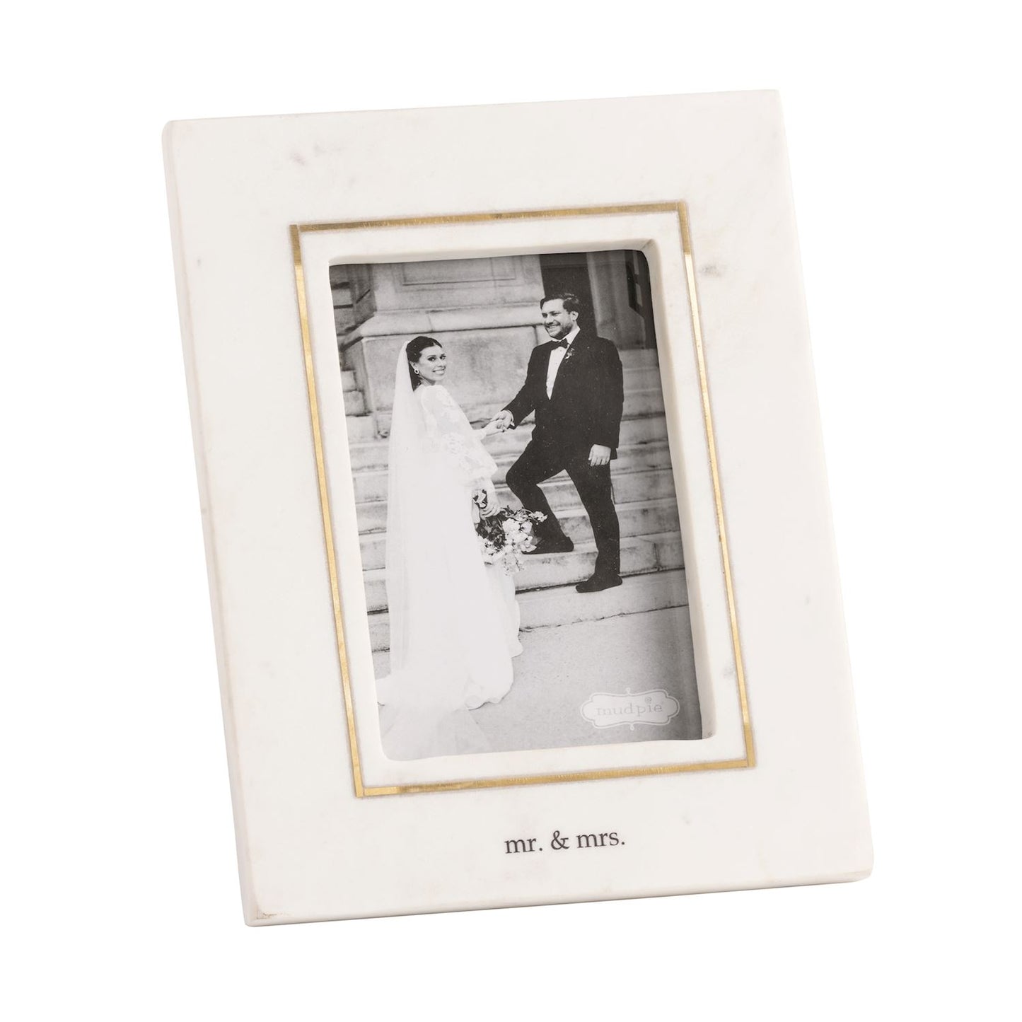 Mr. & Mrs. Gold Inlay Marble Frame