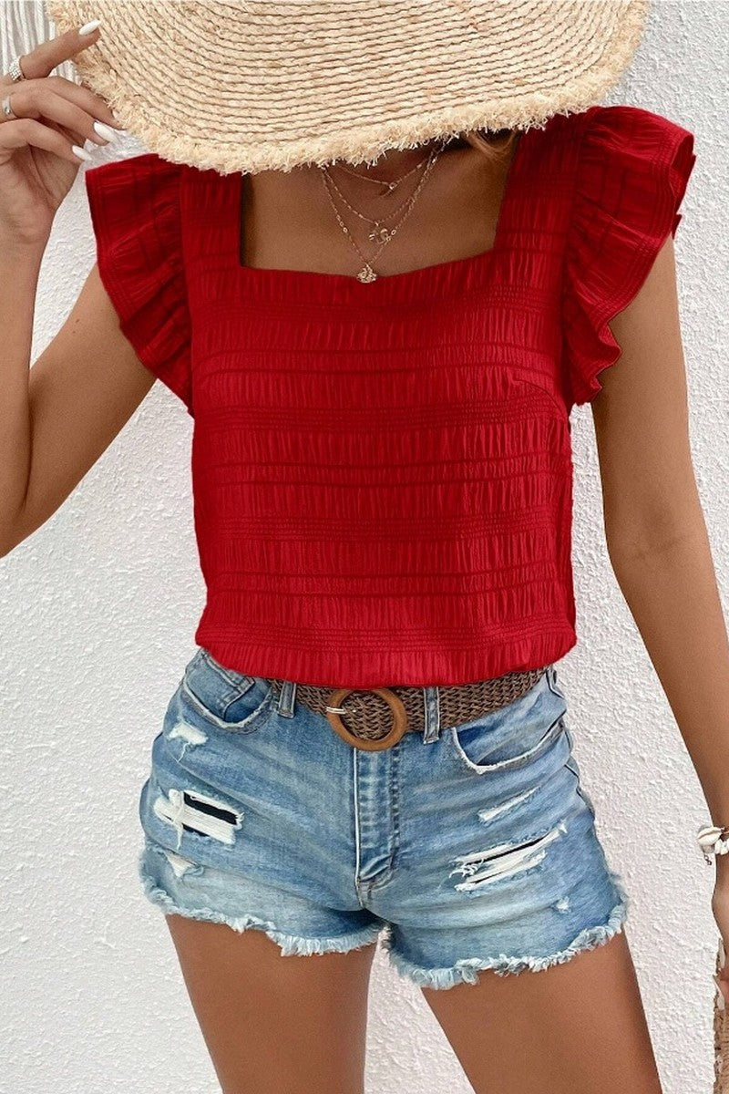 SQUARE Collar Ruffled Shirt