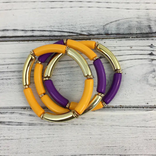 Purple and Gold Stretch Bangle Set