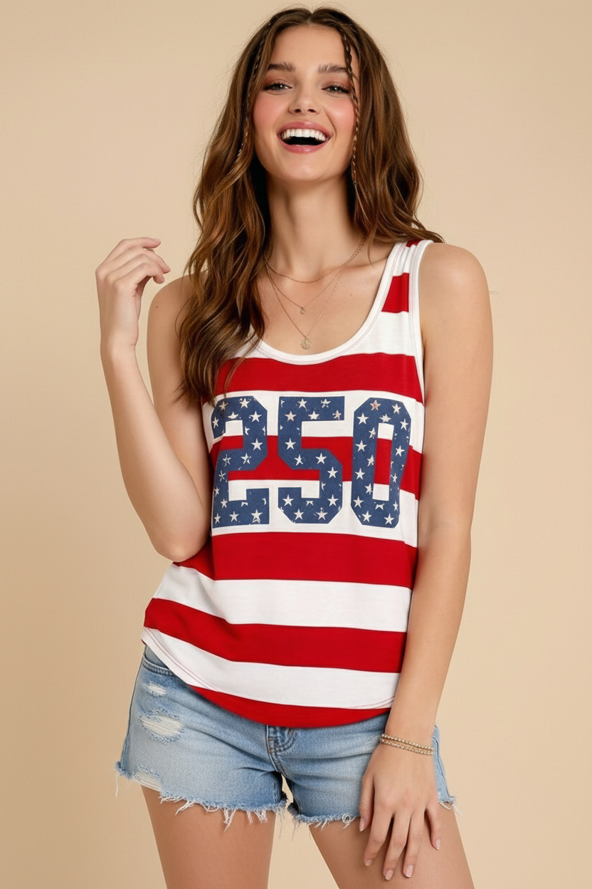 USA 250th Patriotic Striped Tank