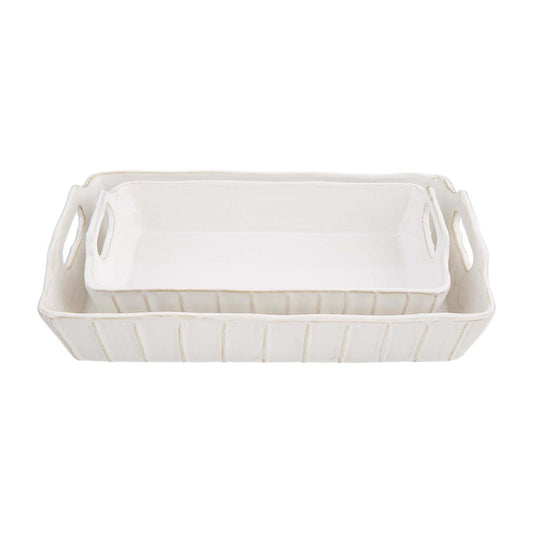 WHITE STONEWARE BAKING DISH SET