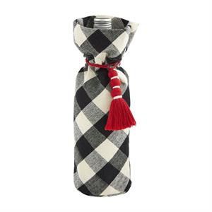 BLACK CHECK CHRISTMAS WINE BAG