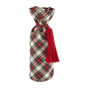 WHITE TARTAN CHRISTMAS WINE BAG