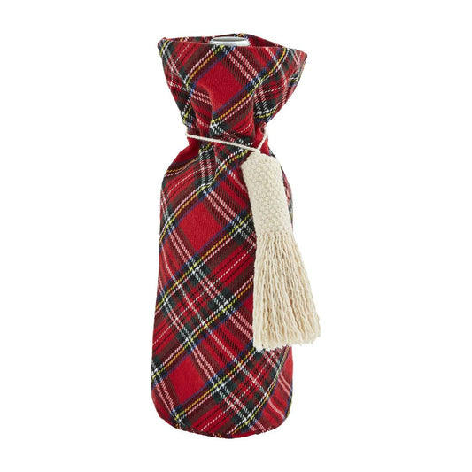 RED TARTAN CHRISTMAS WINE BAG