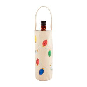 WHITE SEQUIN WINE BAG