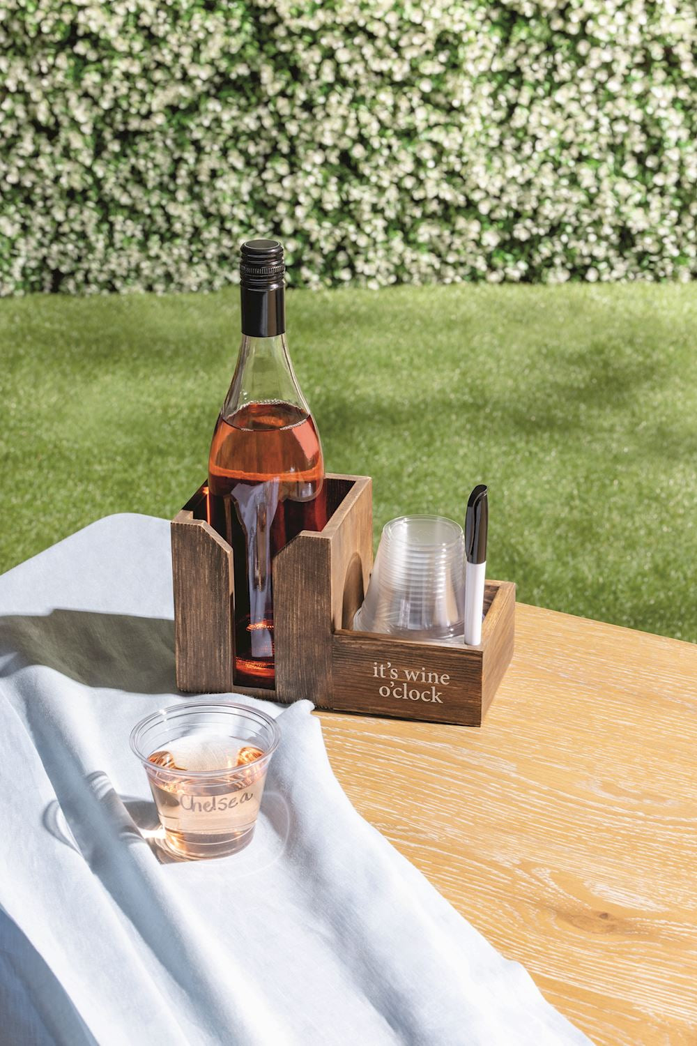 Wine Bottle Caddy & Cup Set