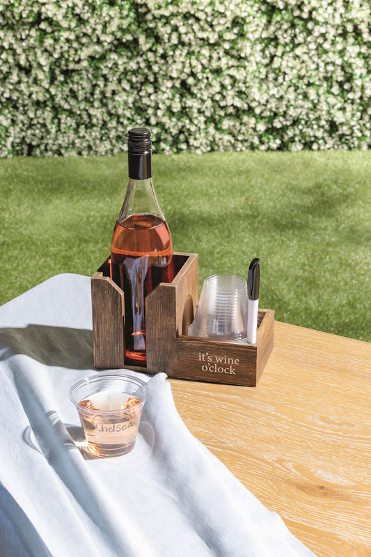 Wine Bottle Caddy & Cup Set