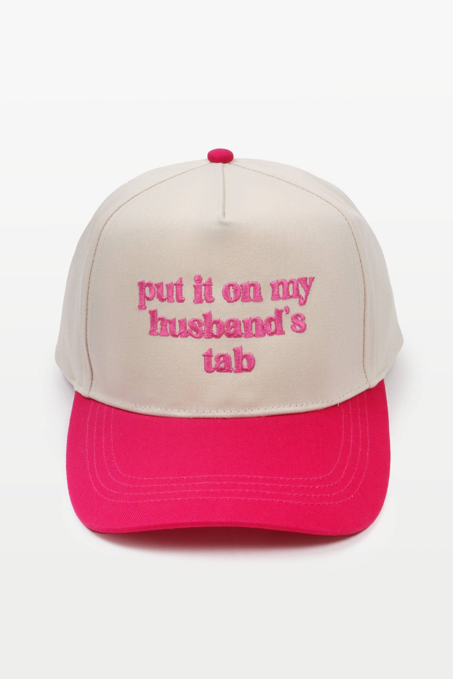 PUT IT ON MY HUSBAND'S TAB Embroidery Baseball Caps: Fuchsia - The Season Boutique