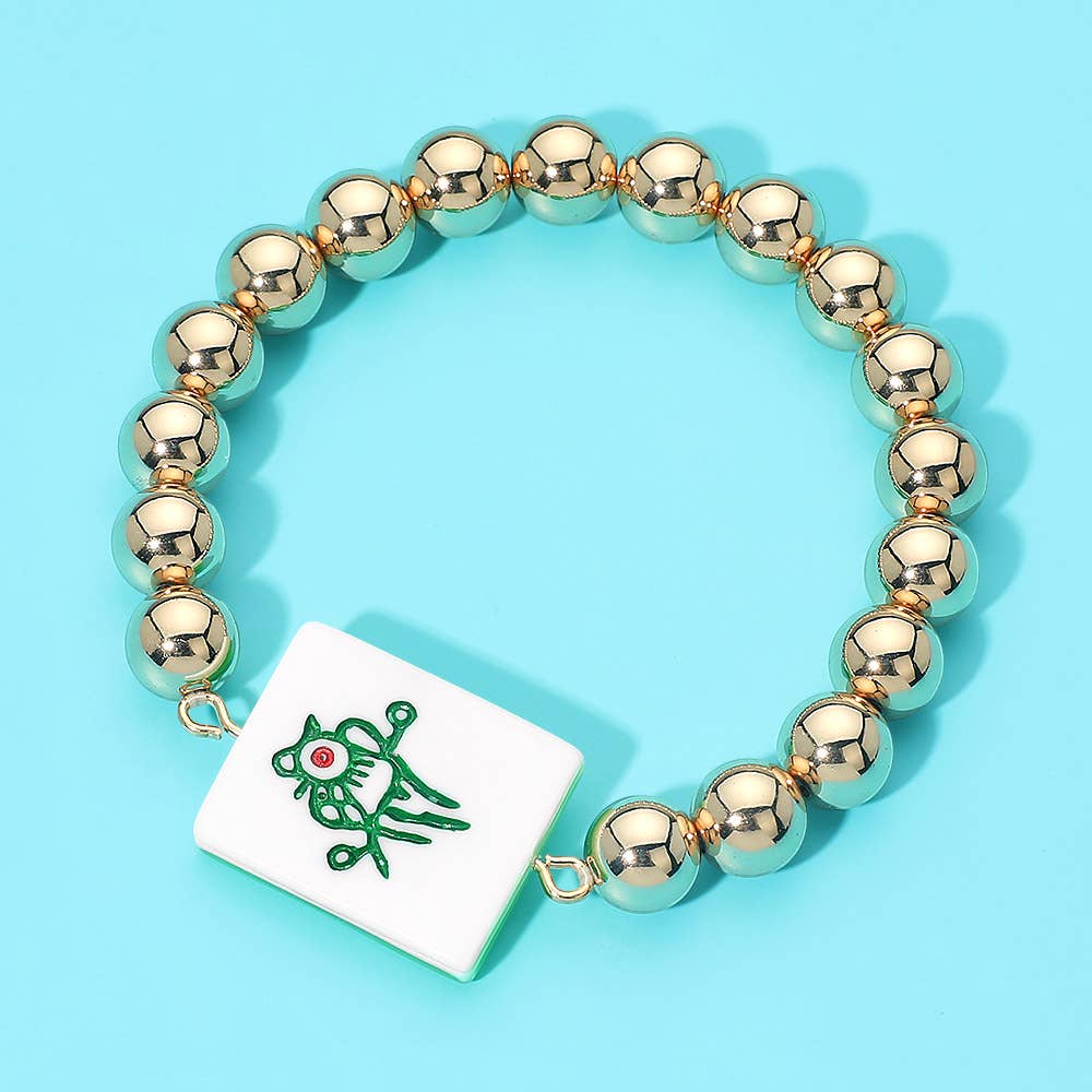 Mahjong Tile Beaded Stretch Bracelet - The Season Boutique