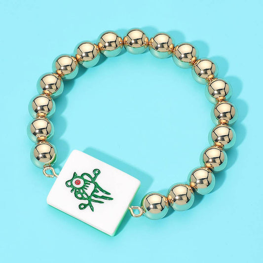 Mahjong Tile Beaded Stretch Bracelet - The Season Boutique