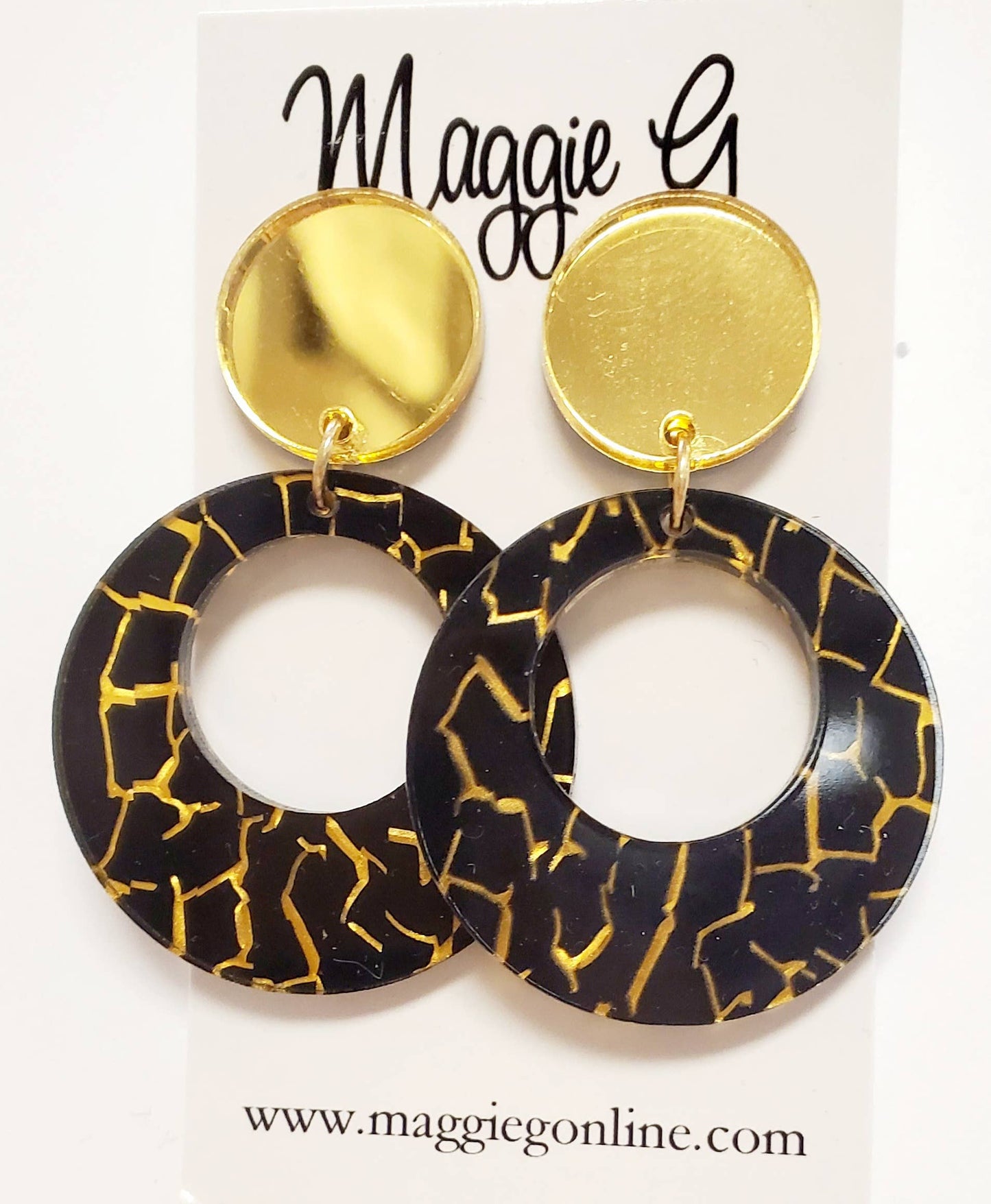 Black and Gold  Acrylic Earrings