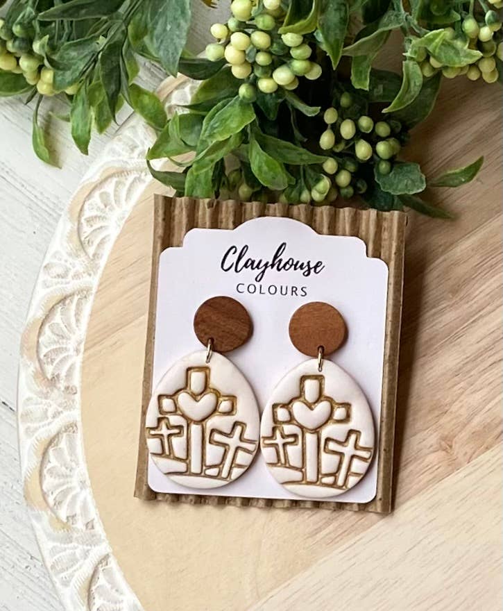 Religious Earrings : Cross with Heart