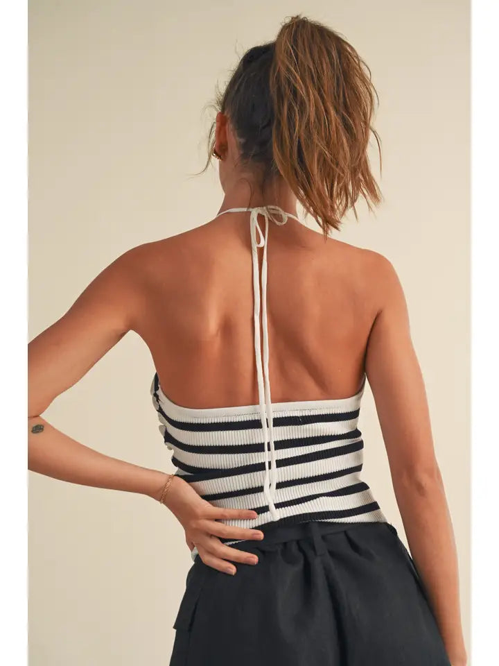 Striped Knot Halter Top