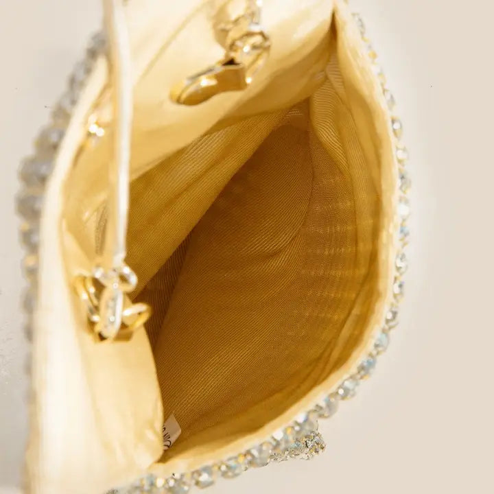 Full Rhinestone Studded Pouch Crossbody Bag -Gold