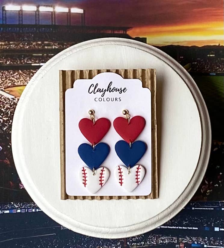 Braves Baseball Earrings  : Hat & Baseball Studs