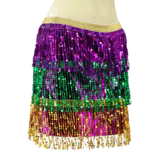 Mardi Gras Sequin Tri Color Skirt