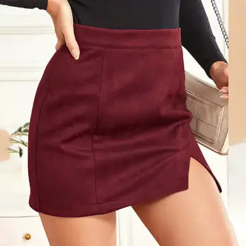 Suede Wrap High Waist Skirt