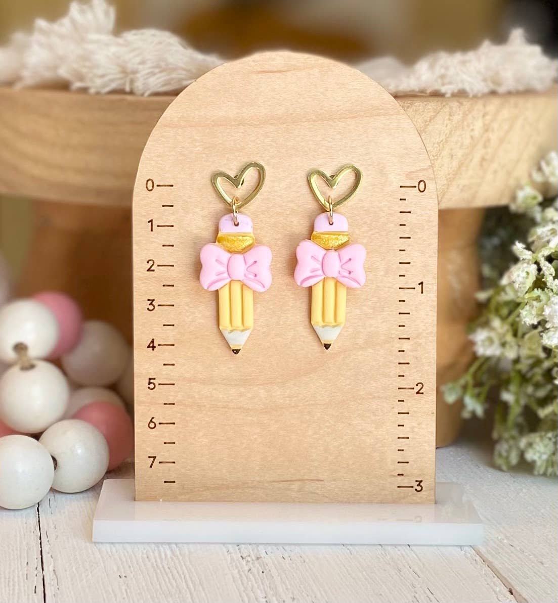 Teacher Earrings : Multi Bow with Apple Center