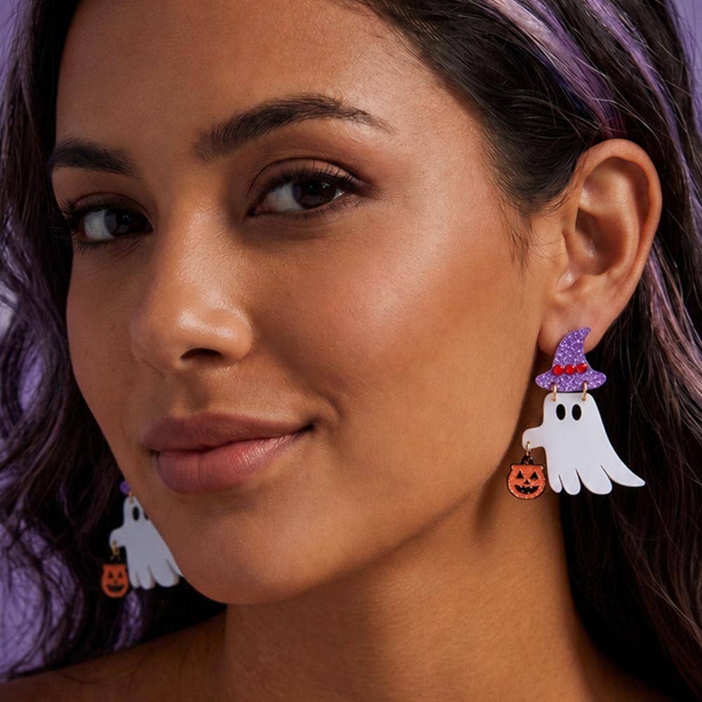 Glow In The Dark Ghost Dangle Earrings