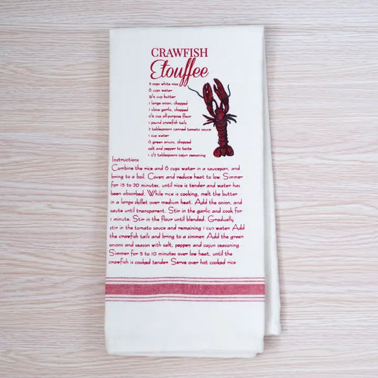 Crawfish Recipe Hand Towel Cream/Red 20x28