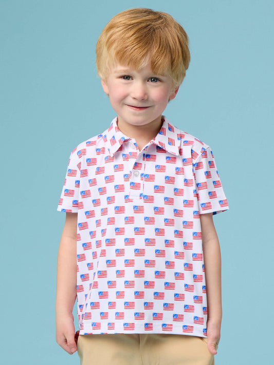 Boys Freedom Flags Performance Polo