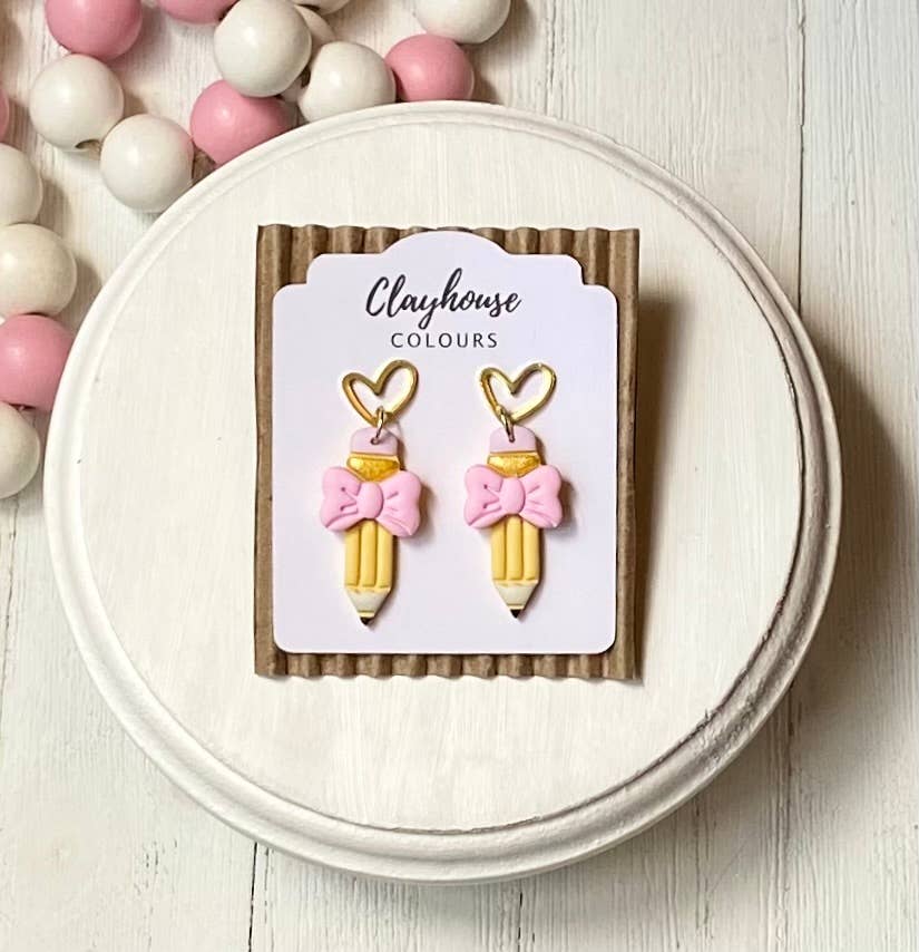 Teacher Earrings : Multi Bow with Apple Center