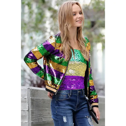 Mardi Gras Sequins Stretchy Tube Top