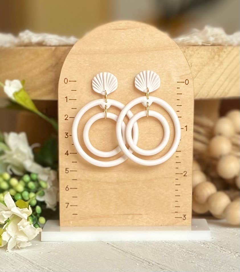 Beach Earrings : Shell Dangles with Pearl Post