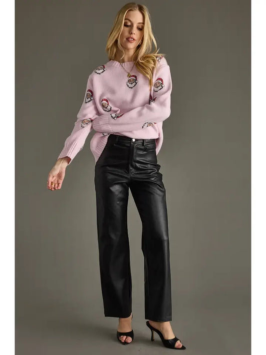 Lt. Pink Santa Sweater
