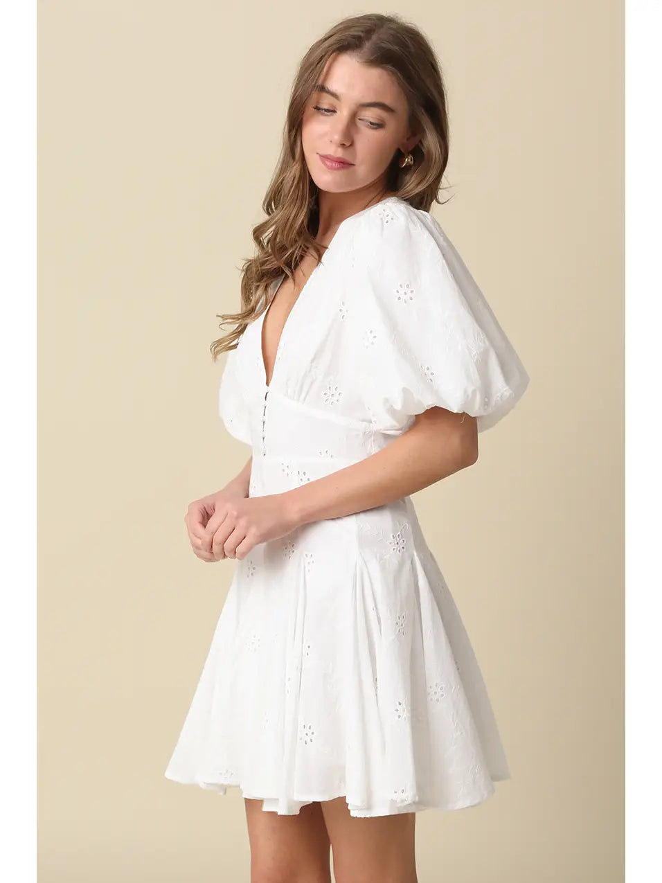 Celeste Puff-Sleeve Flare Mini Dress - The Season Boutique