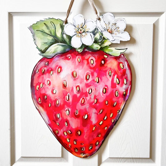 Strawberry Door Hanger Cute Spring Outdoor Fruit Decor