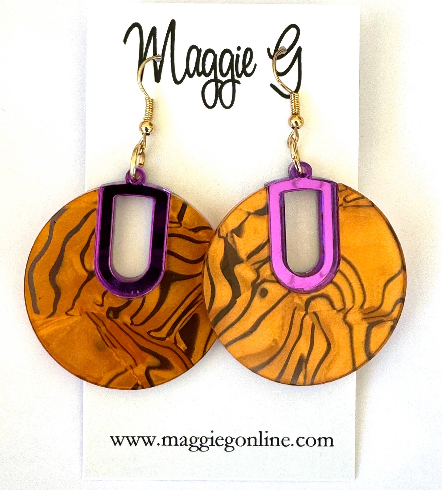 Laser Cut Handmade Acrylic Earrings Tiger Print
