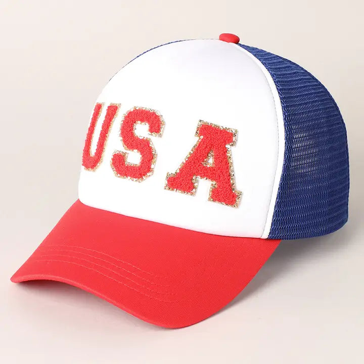 USA Letter Patched Trucker Hat