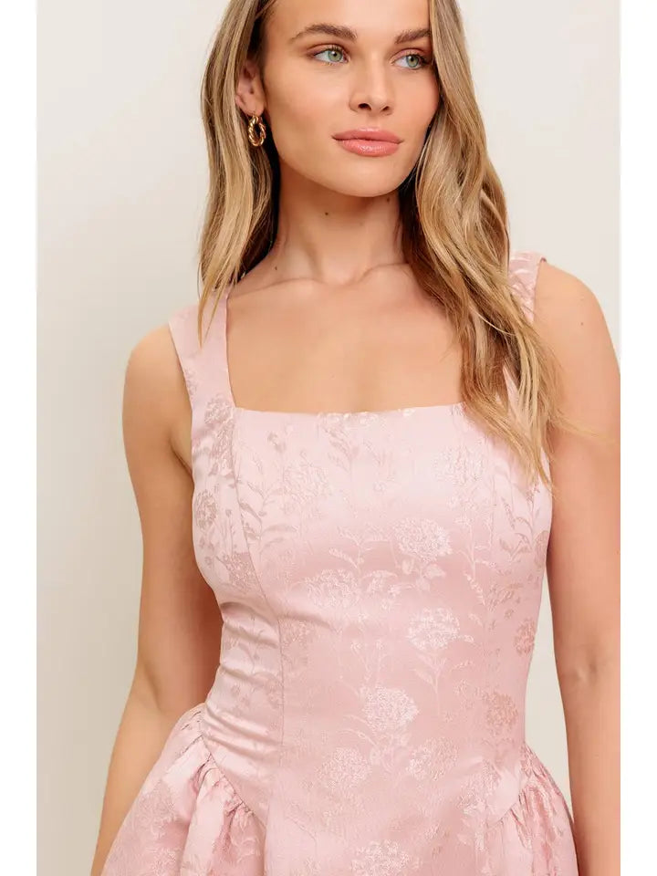 Woven Jacquard Satin Mini Dress