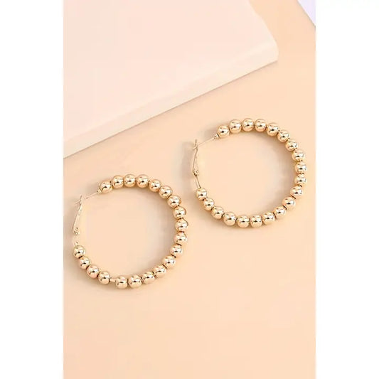 Plated Beads Alloy Hoop Earrings