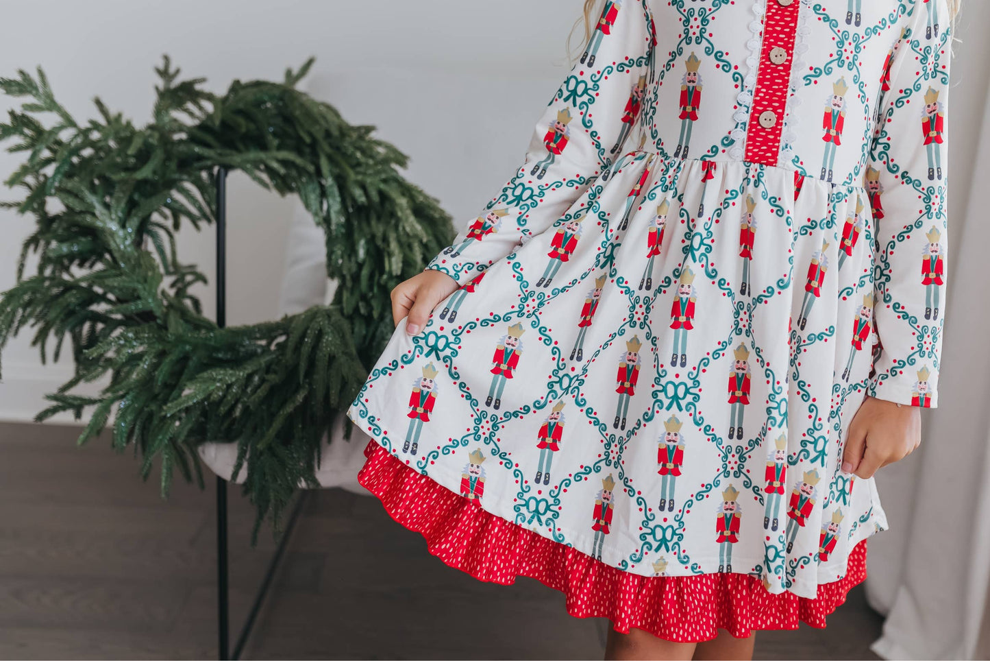 Holiday Nutcracker Tie Ruffle Dress