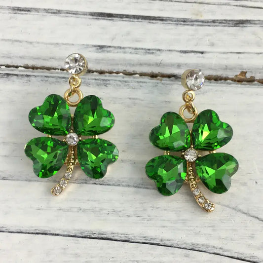 Four Leaf Clover Stone Dangle Earrings - The Season Boutique