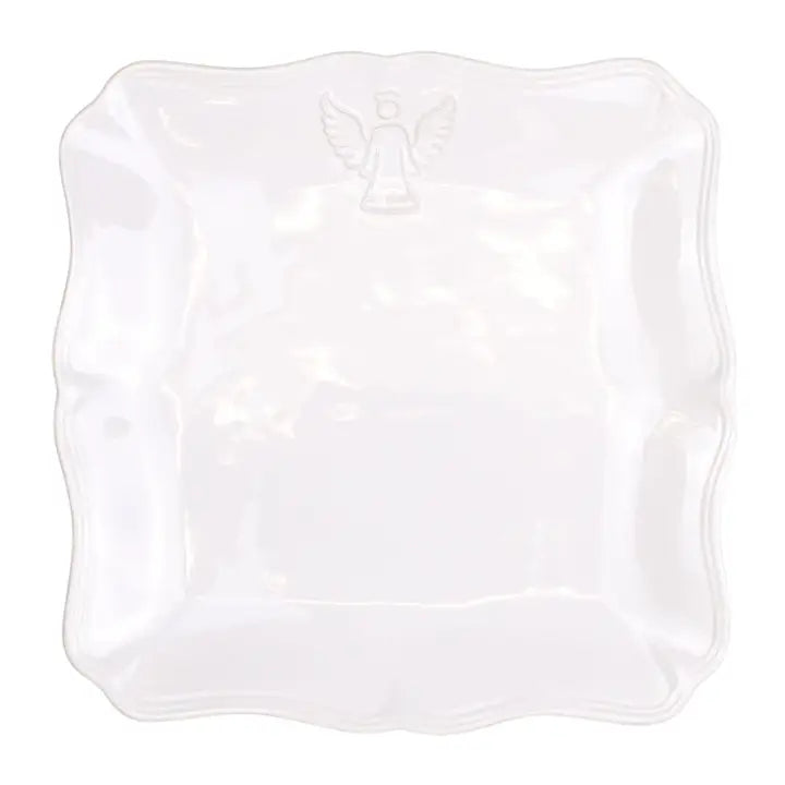 Bethany Angel Embossed Square Platter White