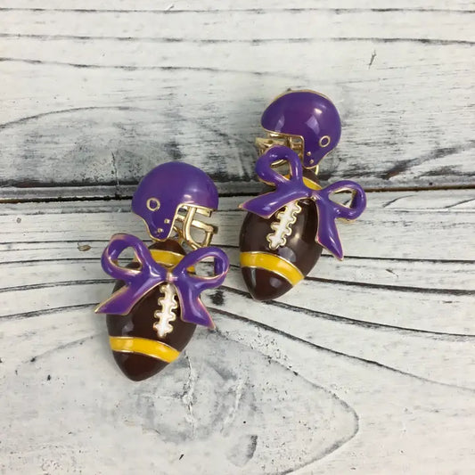 Purple and Gold Football/Helmet Earrings