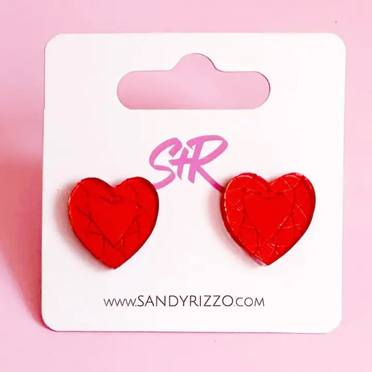 Red Gem Heart Stud