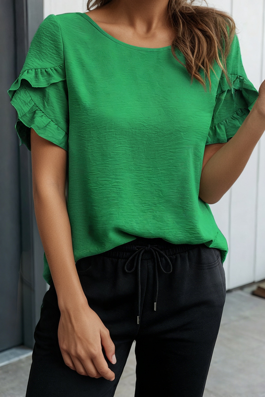 Ruffle Sleeve Blouse - The Season Boutique
