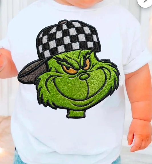 Checkered Grinch Kids Christmas T-Shirt