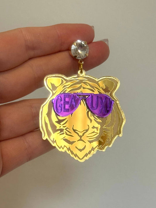 Acrylic Tiger Face Earrings