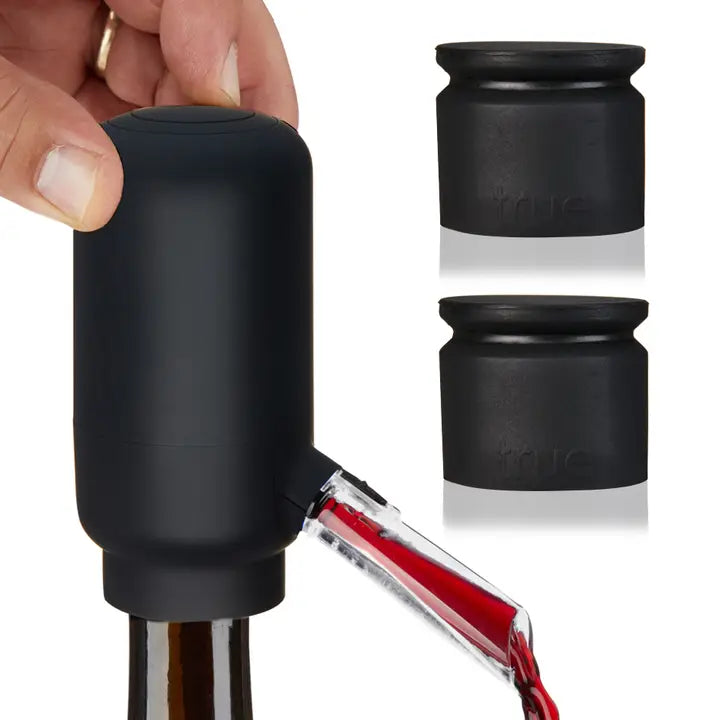 Electric Aerating Wine Pourer & Bottle Stoppers - Set of 3