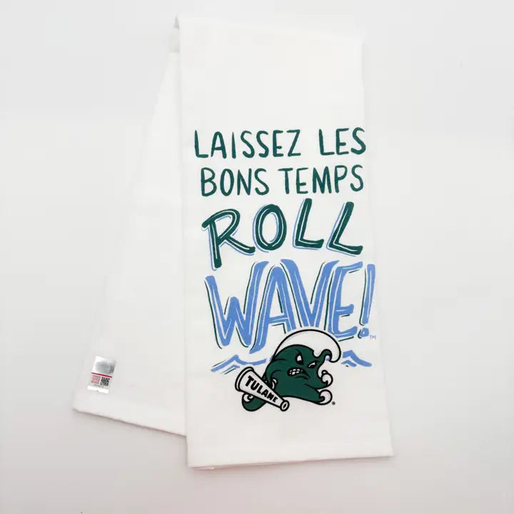 Tulane Roll Wave Tea Towel New Orleans College