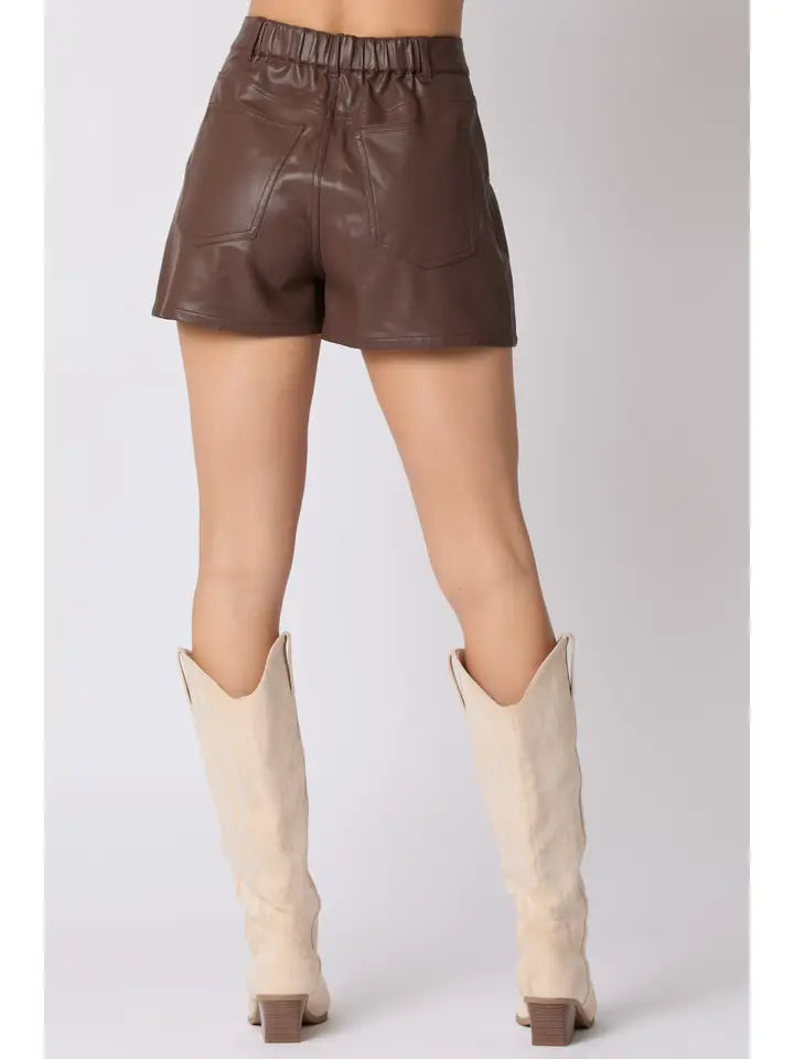 Leather Pin Tuck Detail Shorts