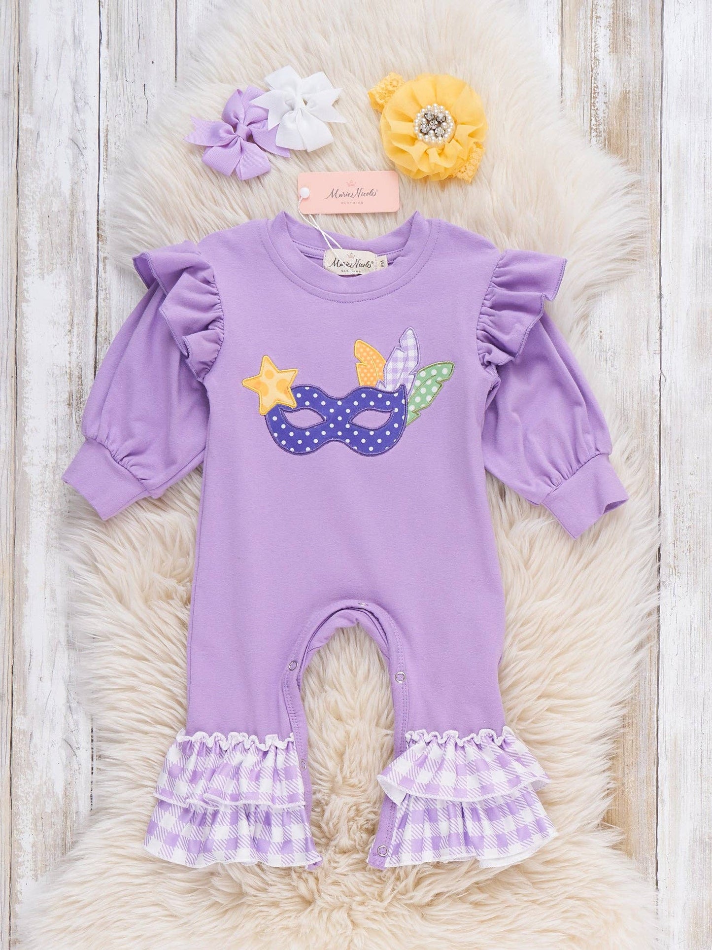 Masked Embroidered Ruffle Romper