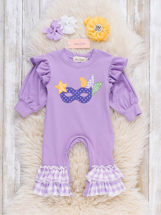 Masked Embroidered Ruffle Romper