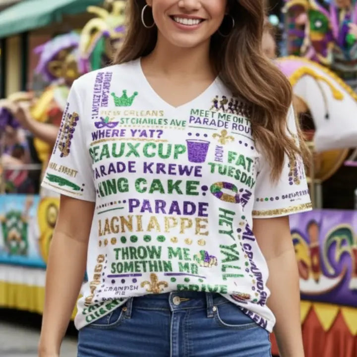 Mardi Gras Sequin Lagniappe T-Shirt